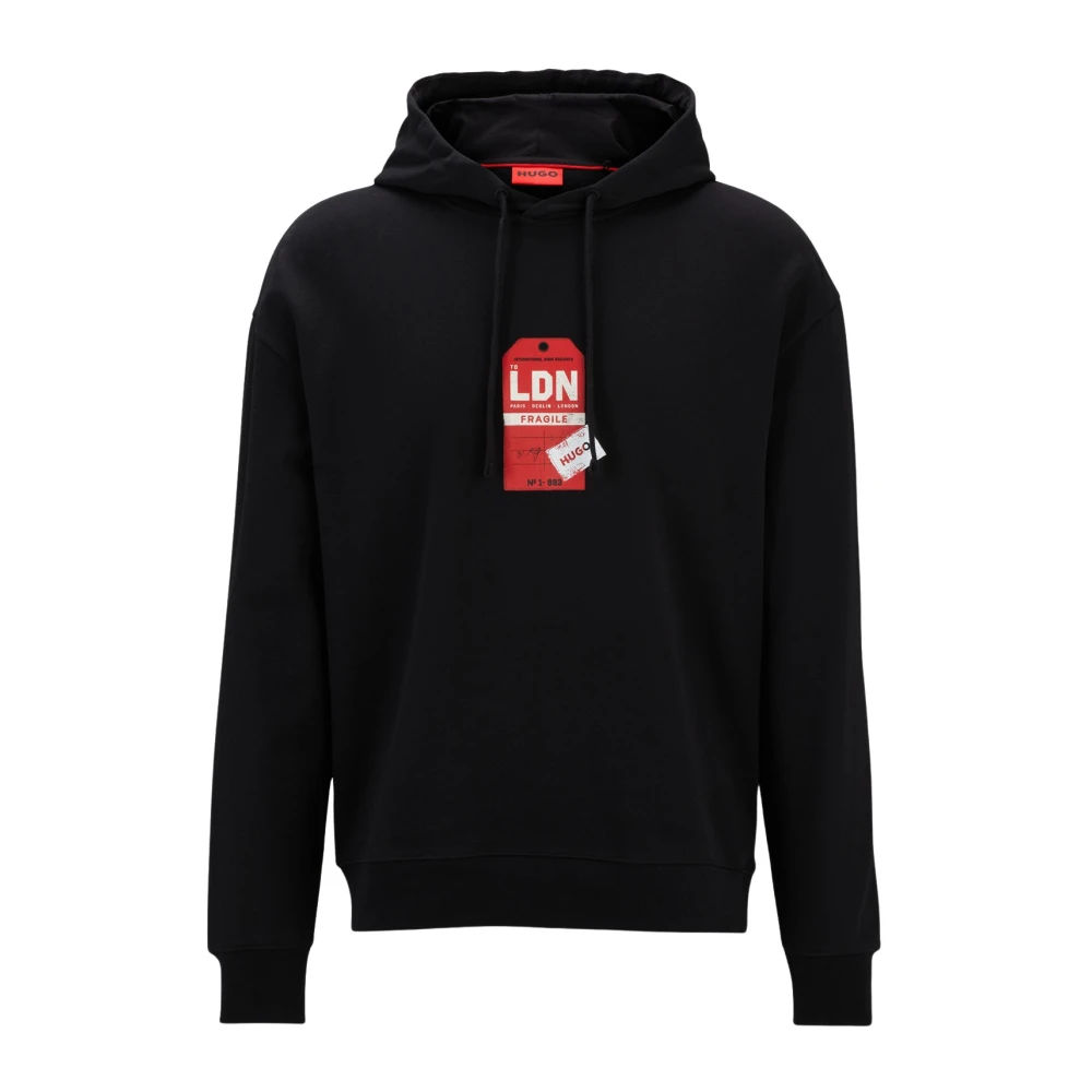 Hugo Boss Reislabel Hoodie Trui Black Heren
