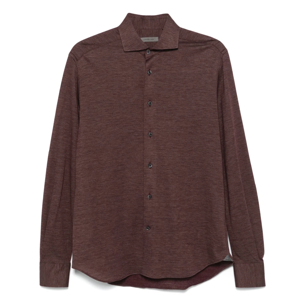 Corneliani Wol Lyocell Shirt Purple Heren