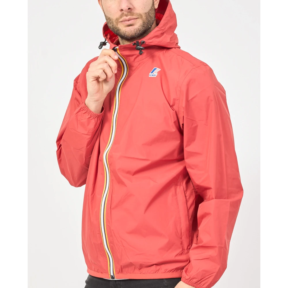 K-way Rode Lichtgewicht Hoodiejas Levrai Claude Red Heren
