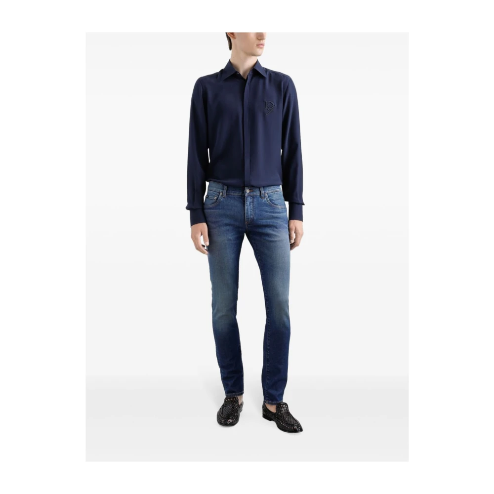 Dolce & Gabbana Indigo Logo Detail Jeans Blue Heren
