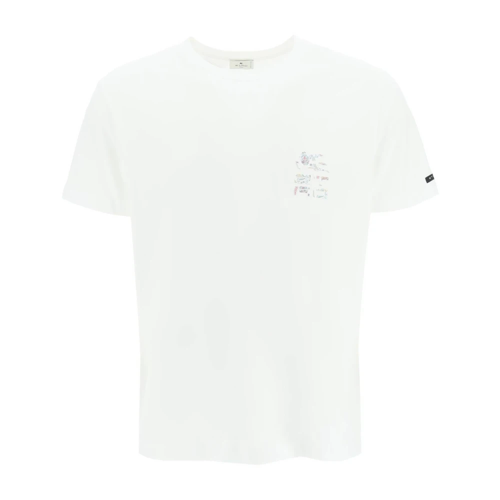 ETRO Bloemen Paisley Cube Logo T-Shirt White Dames