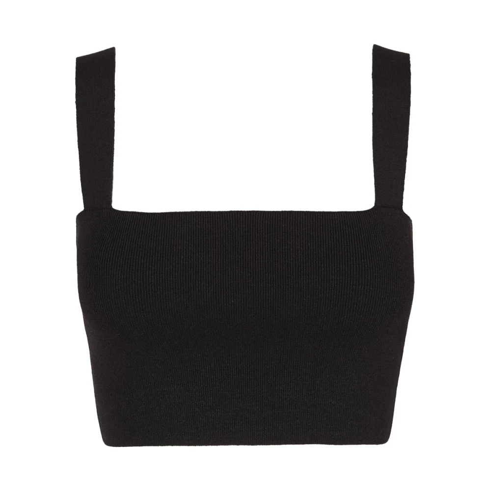 Cortana Svart Silk Ribbed Bandeau Top