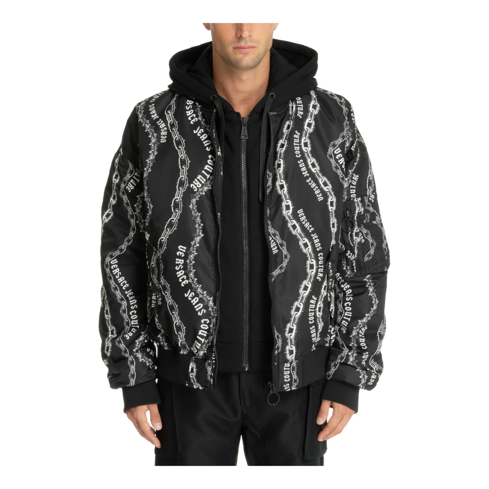 Versace Jeans Couture Abstract Multicolor Donsjack Koord Rits Black Heren