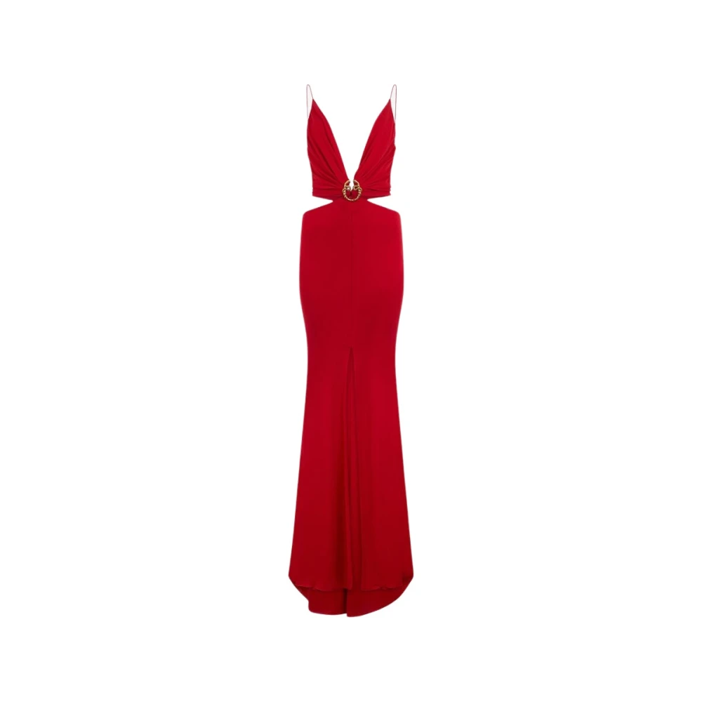 Roberto Cavalli Women's Red Gowns, L, Long Dress With Snake Detail