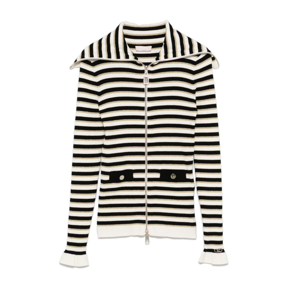 Liu Jo Gestreepte Gebreide Trui met Rits Multicolor Dames