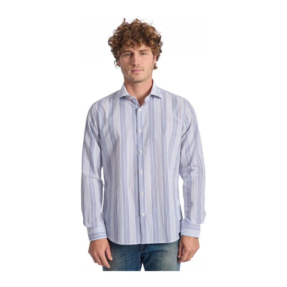 Baldinini Tijdloos Gestreept Overhemd Elegante Stijl Blue Heren