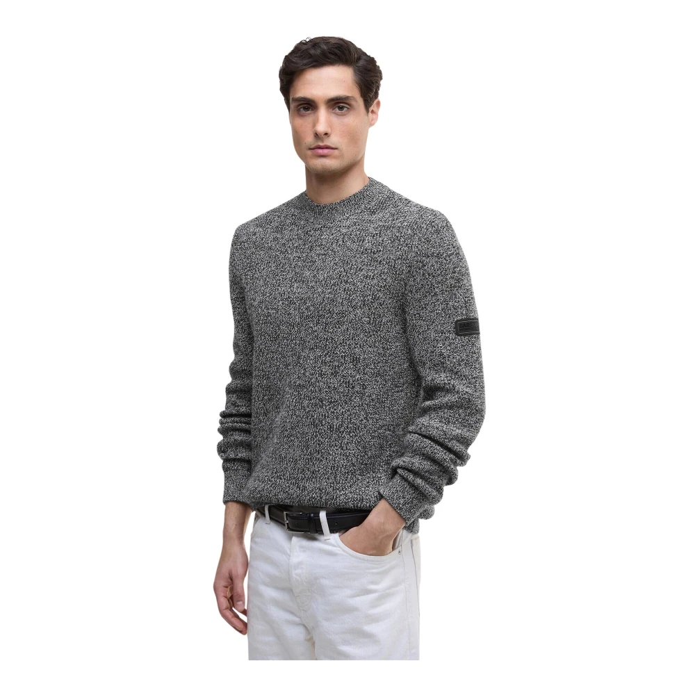 Barbour Men's Black Declan Yarn Twist Crew Jump - Round-Neck Knitwear - L - Knitwear