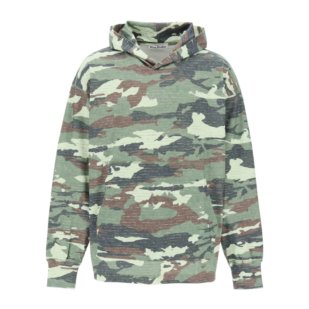 Acne Studios Oversized Camouflage Sweatshirt met Rhinestone Logo Green Heren