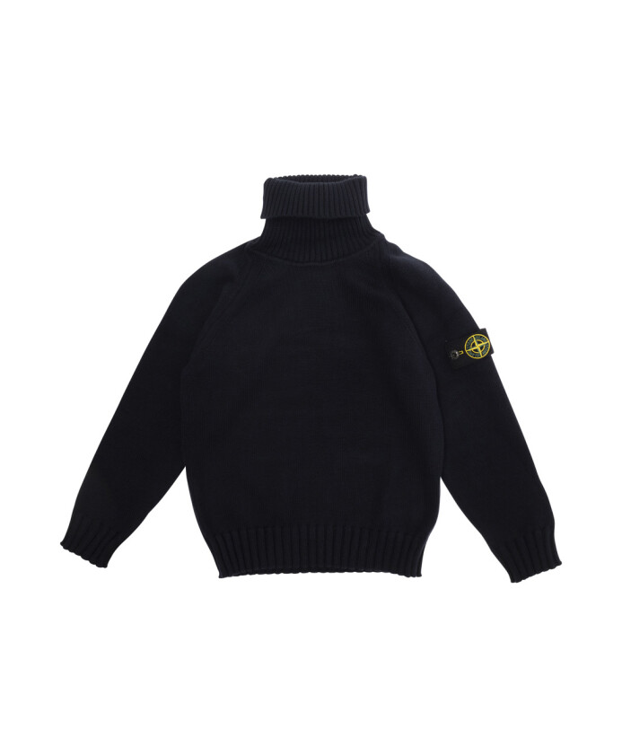 pull-a-col-roule-bleu-avec-patch-logo