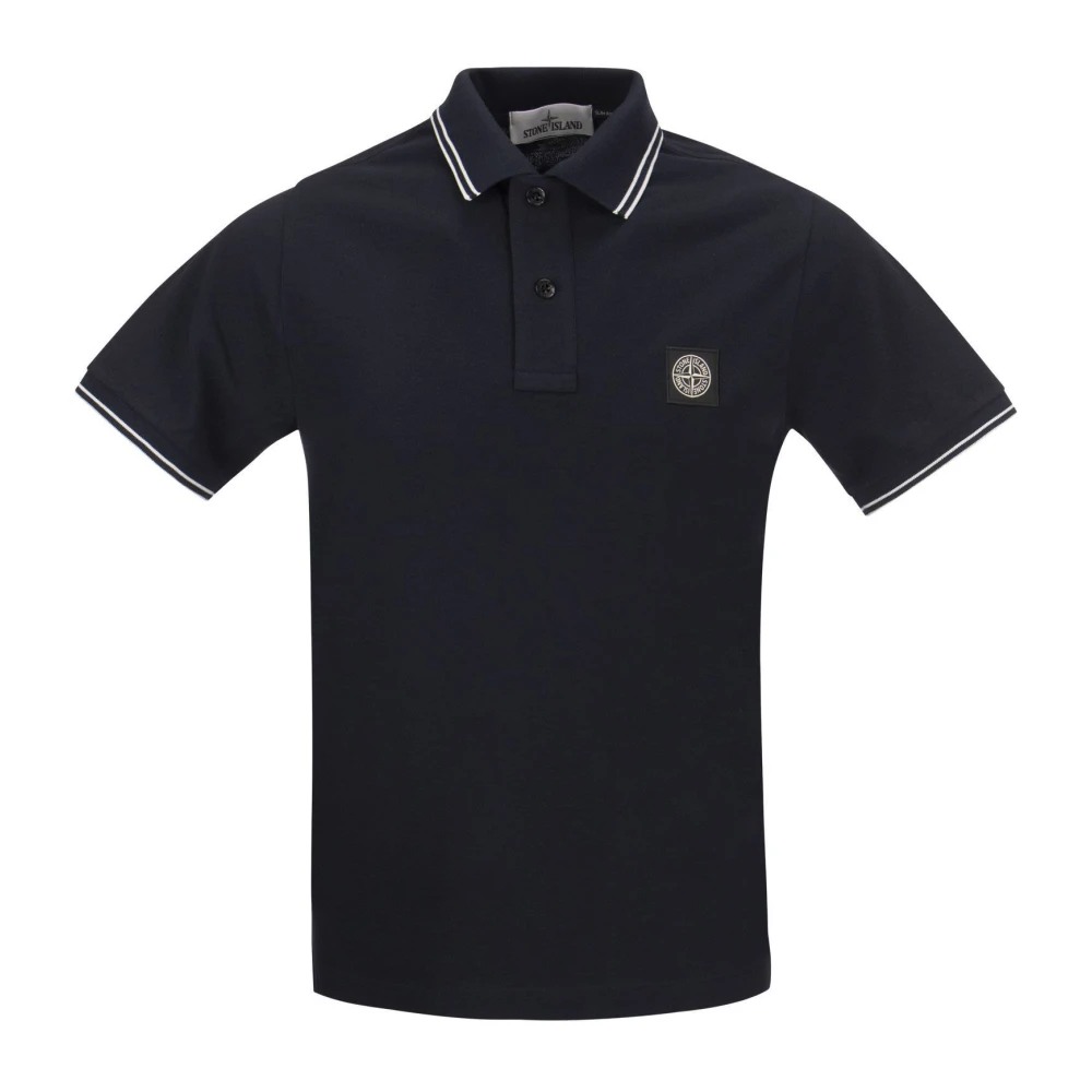 Slim Cotton Polo Shirt med Windrose Logo Patch