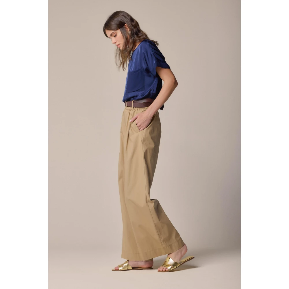 Kocca Stijlvolle Wijde Broek Brown Dames