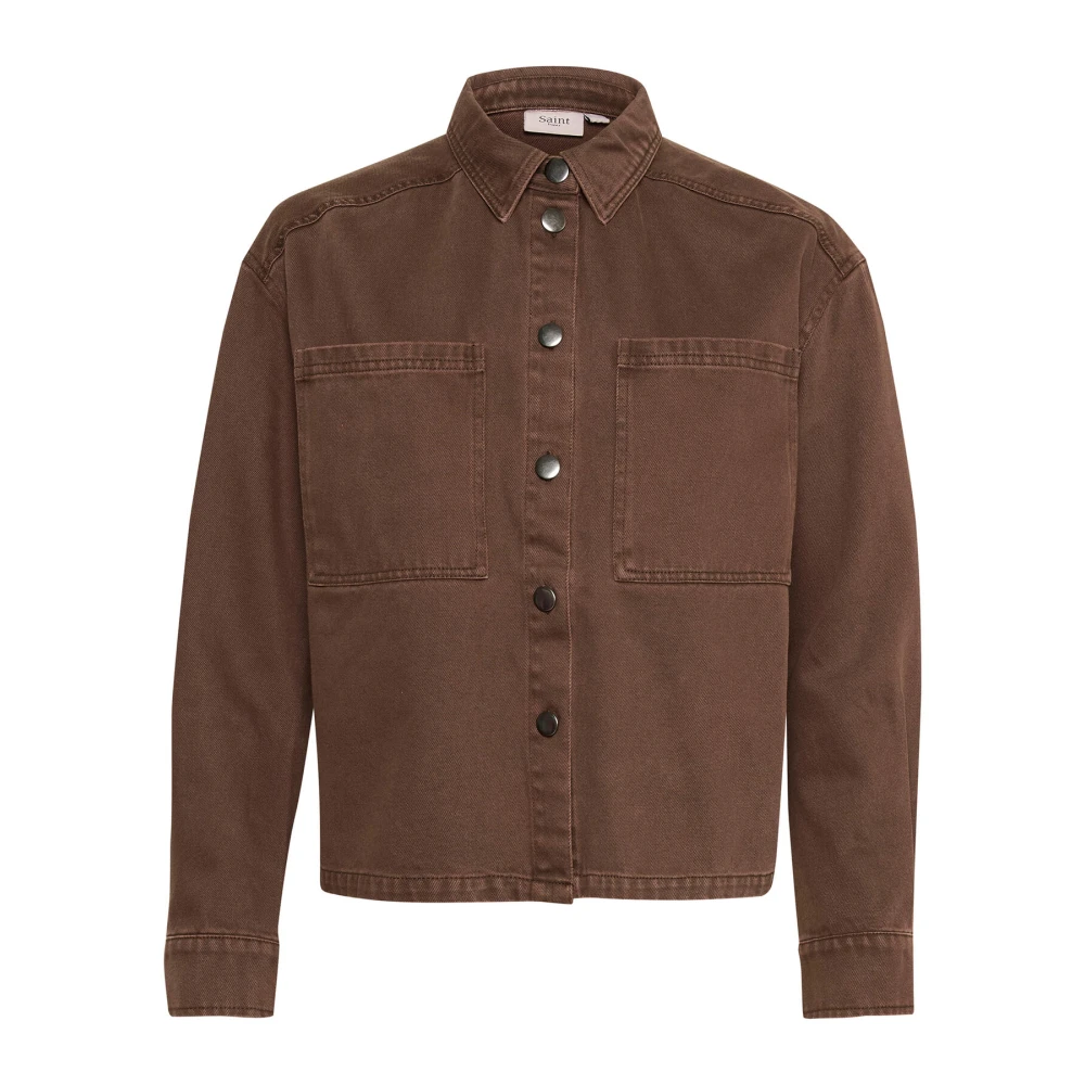 Saint Tropez Denim jas met grote borstzakken Brown Dames