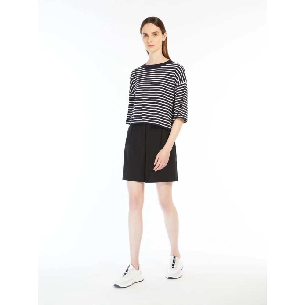 Max Mara Weekend Boxy-fit trui met ronde hals Blue Dames
