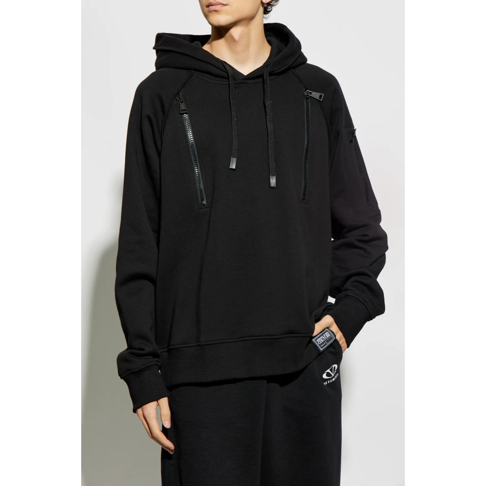 Versace Jeans Couture Sweatshirt met ritssluiting zakken Black Heren