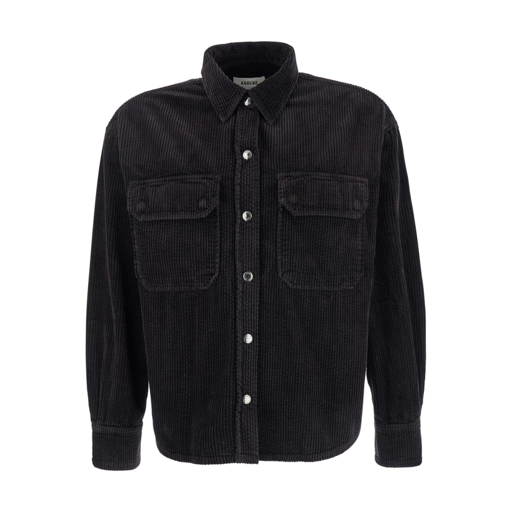 Agolde Zwarte Denim Jeans Shirt met Zakken Black Dames