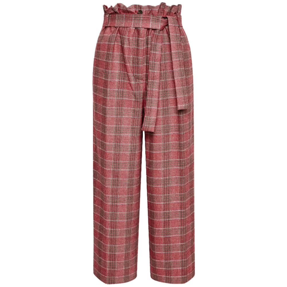 Pinko Flanell Prince of Wales byxor med veck Red, Dam