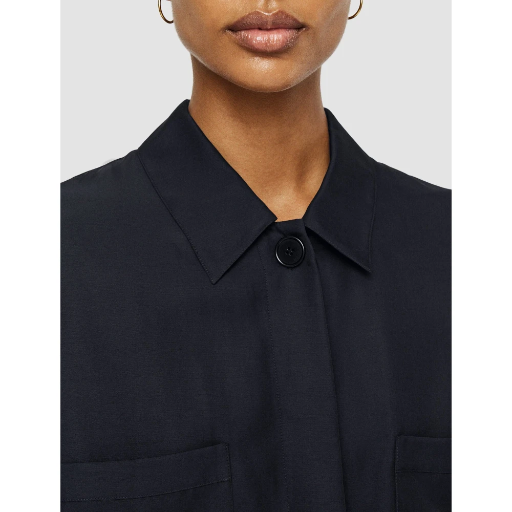 joseph Zijden Satie Blouse Navy Blue Dames