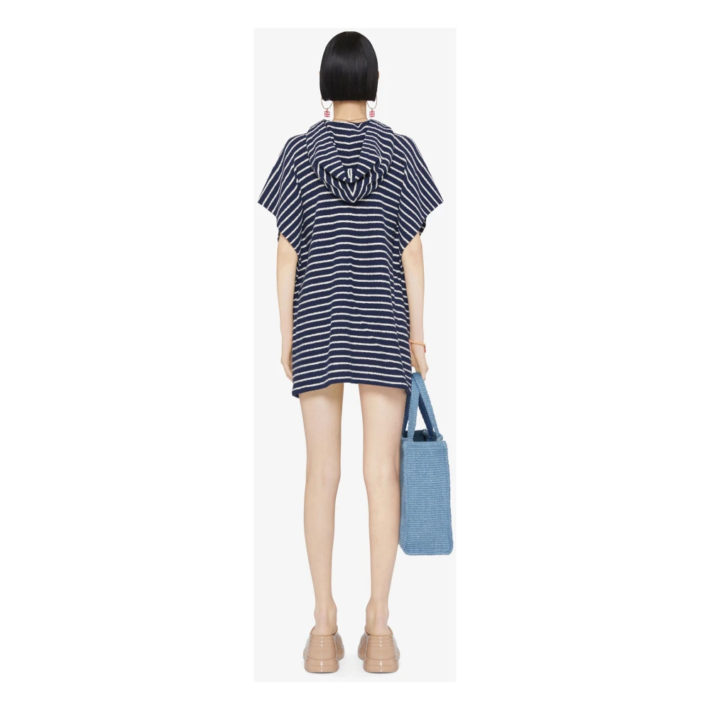 Givenchy Blauw Gestreepte Jacquard Katoenen Poncho Blue Dames