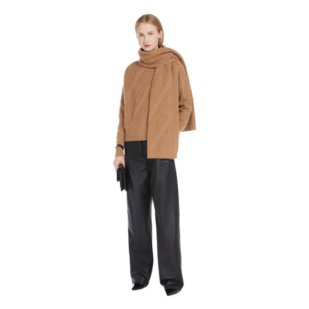 Max Mara Studio Argyle Knit Trui Brown Dames