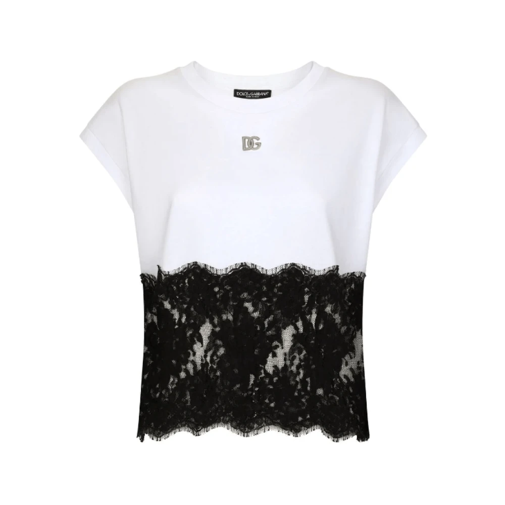Dolce & Gabbana Wit Kant T-Shirt White Dames