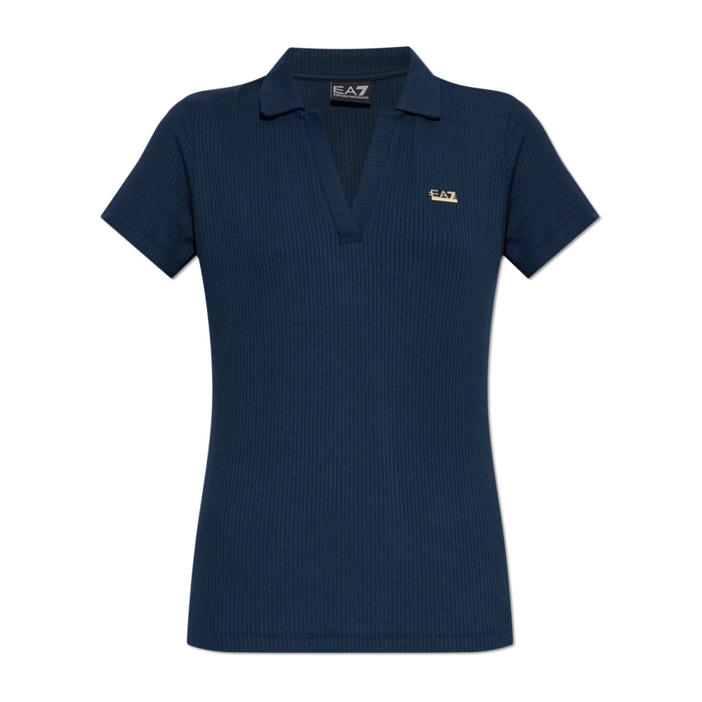 Emporio Armani Ea7 - Polo De Punto Canalé - Tops - Mujer - Azul - Xl