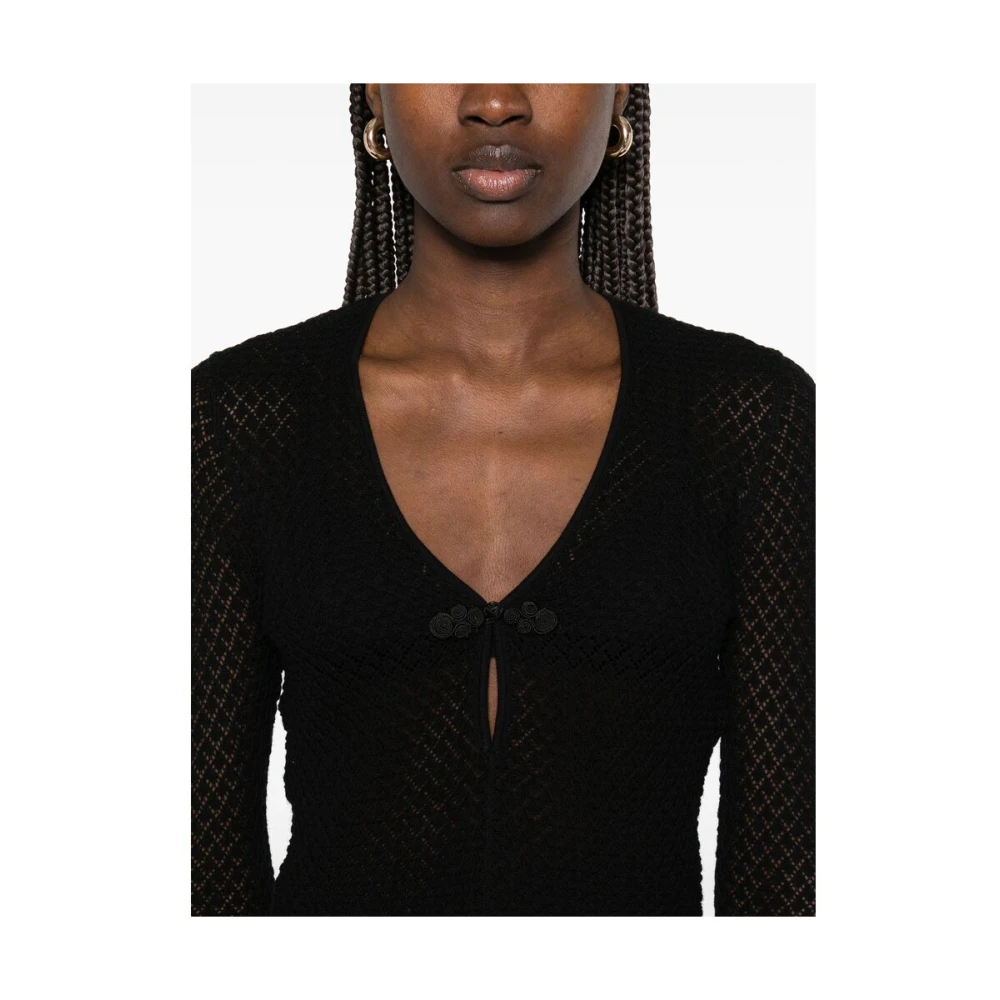 The Garment Zwarte V-hals trui met cut-out details Black Dames