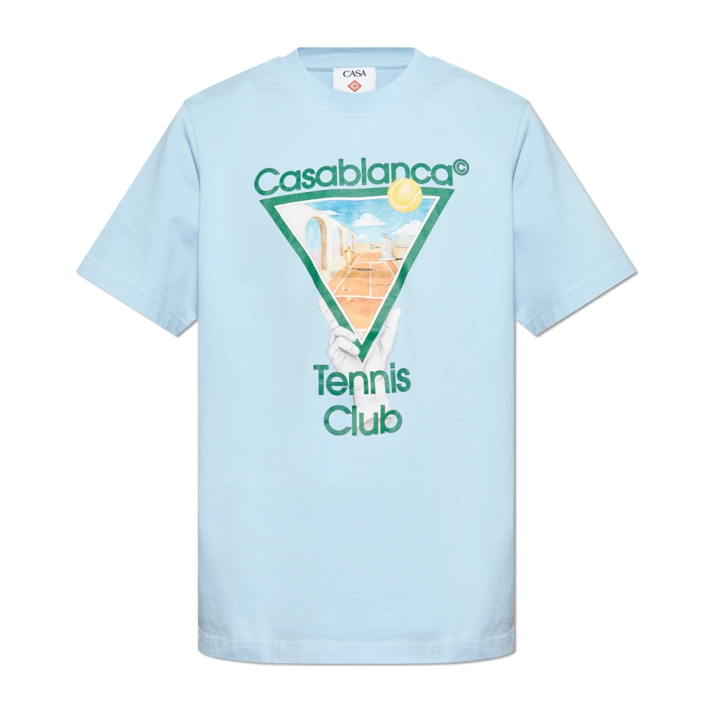 Casablanca Blauwe Logo Print T-shirts en Polo's Blue Heren