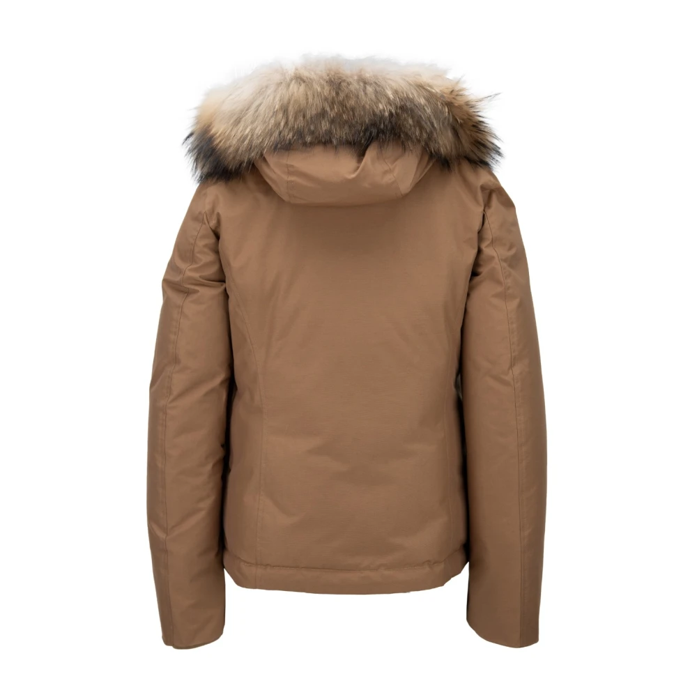 Woolrich Parka met bontkraag rits en knopen Brown Dames