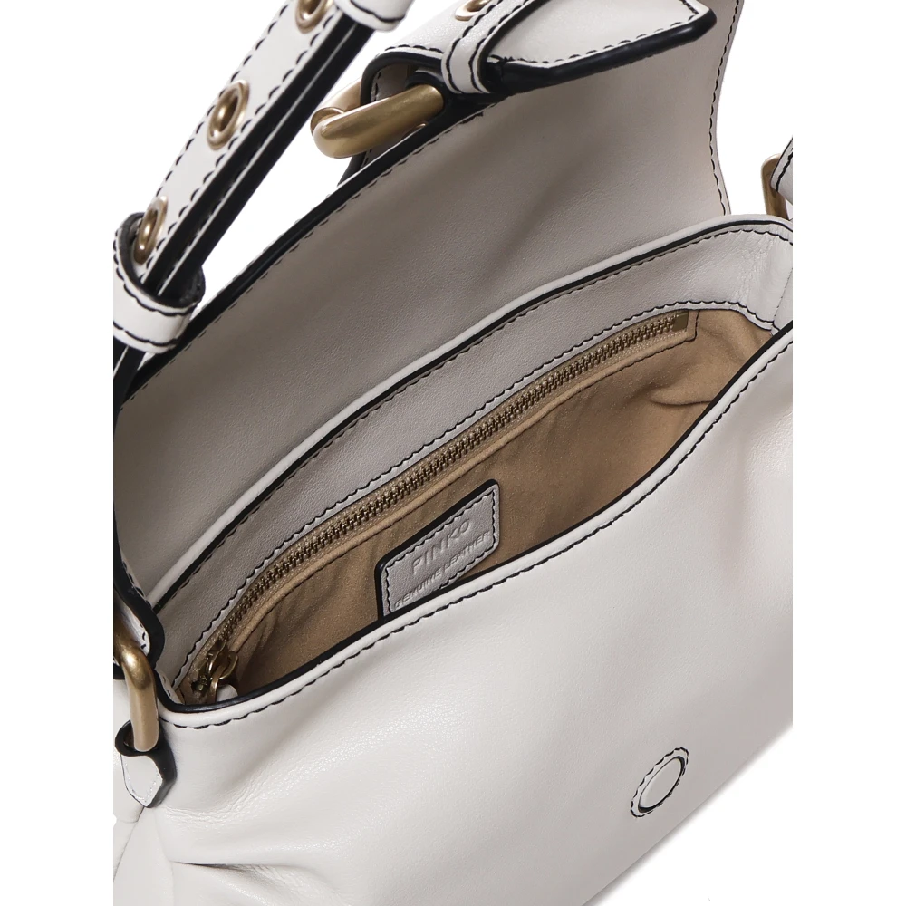 pinko Hartvormige Leren Tas met Flap Sluiting White Dames
