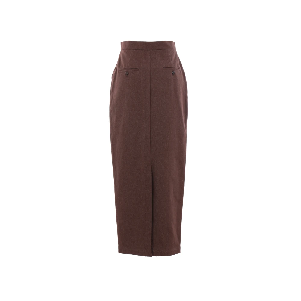 Max Mara Denim Lange Rok Bruin Brown Dames