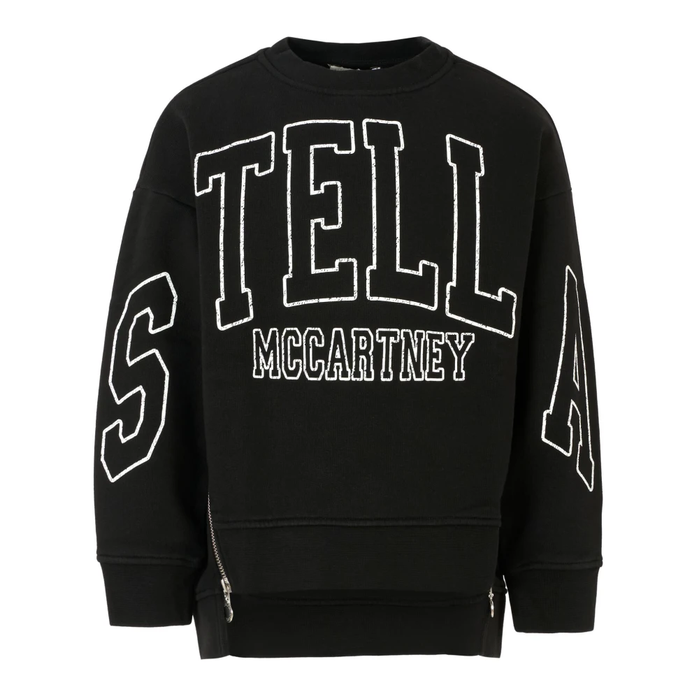Stella Mccartney Unisex Kids Black Kids Sweatshirts, 4 Y, Round Neck Sweatshirt With Side Zippers