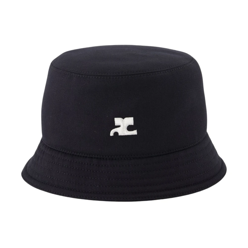 Courrèges Zwarte Katoenen Signature Bucket Hat Black Heren