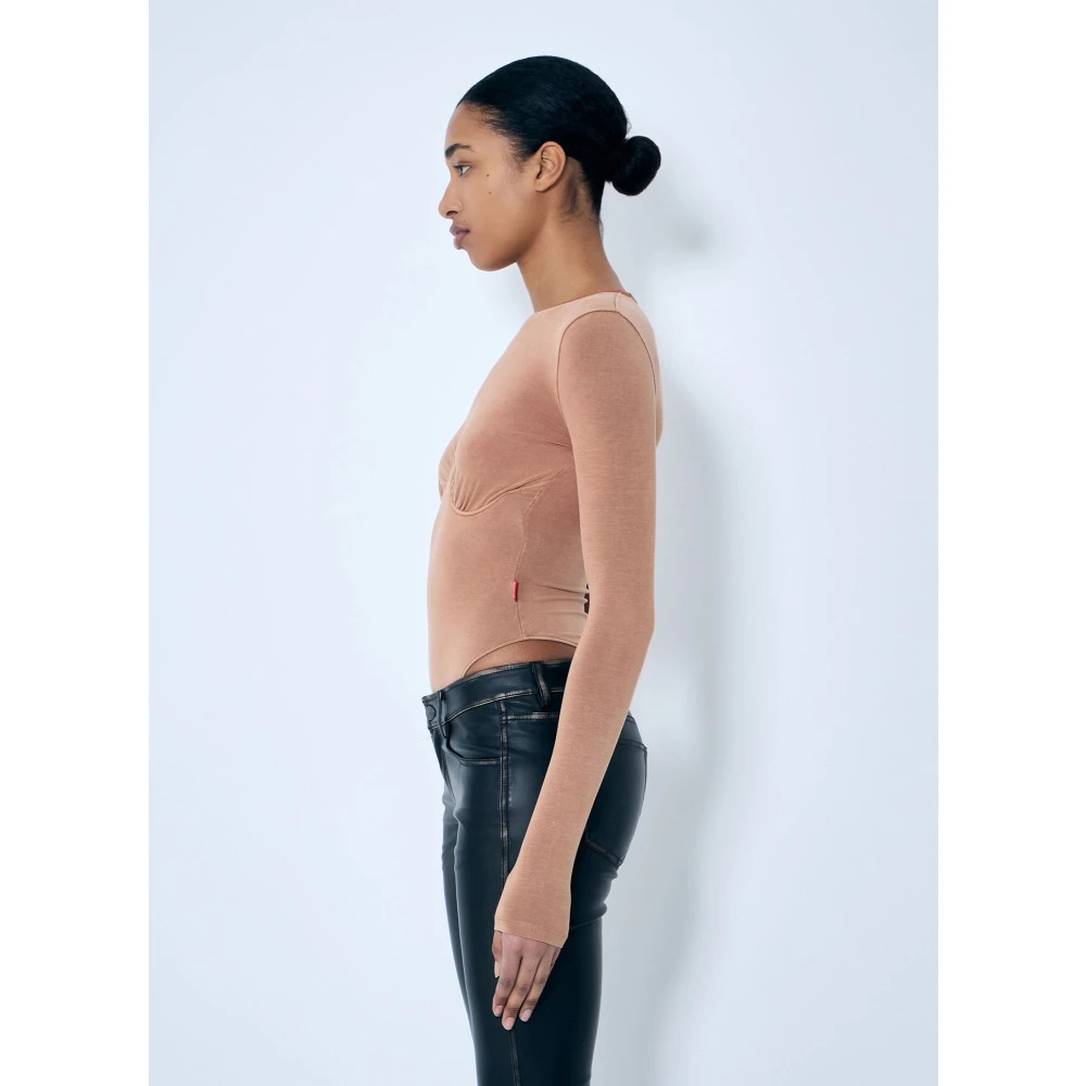 Diesel Katoenen Body met Ingebouwde Ondersteuning Beige Dames
