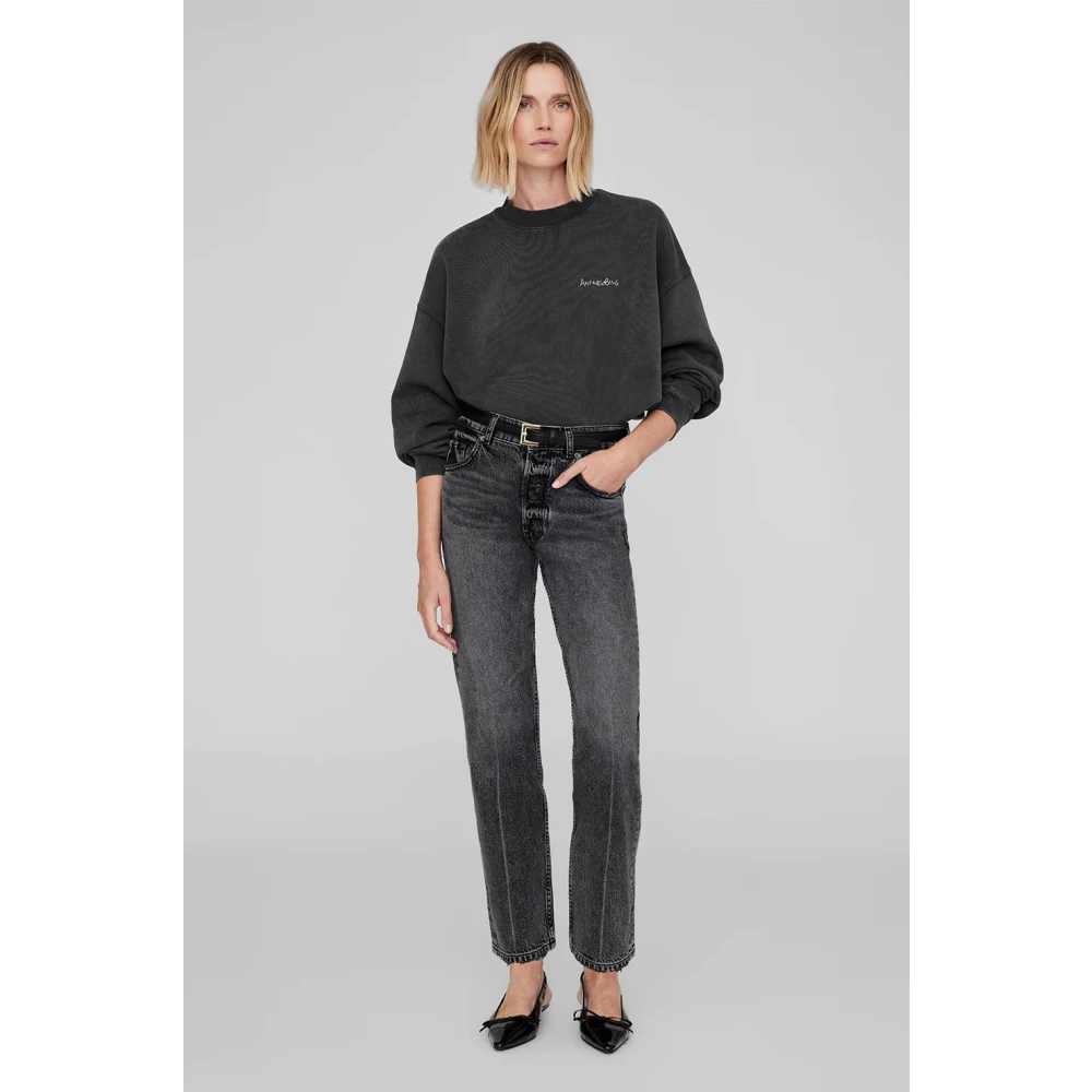 Anine Bing Handgeschreven Liedteksten Sweatshirt Vintage Look Black Dames