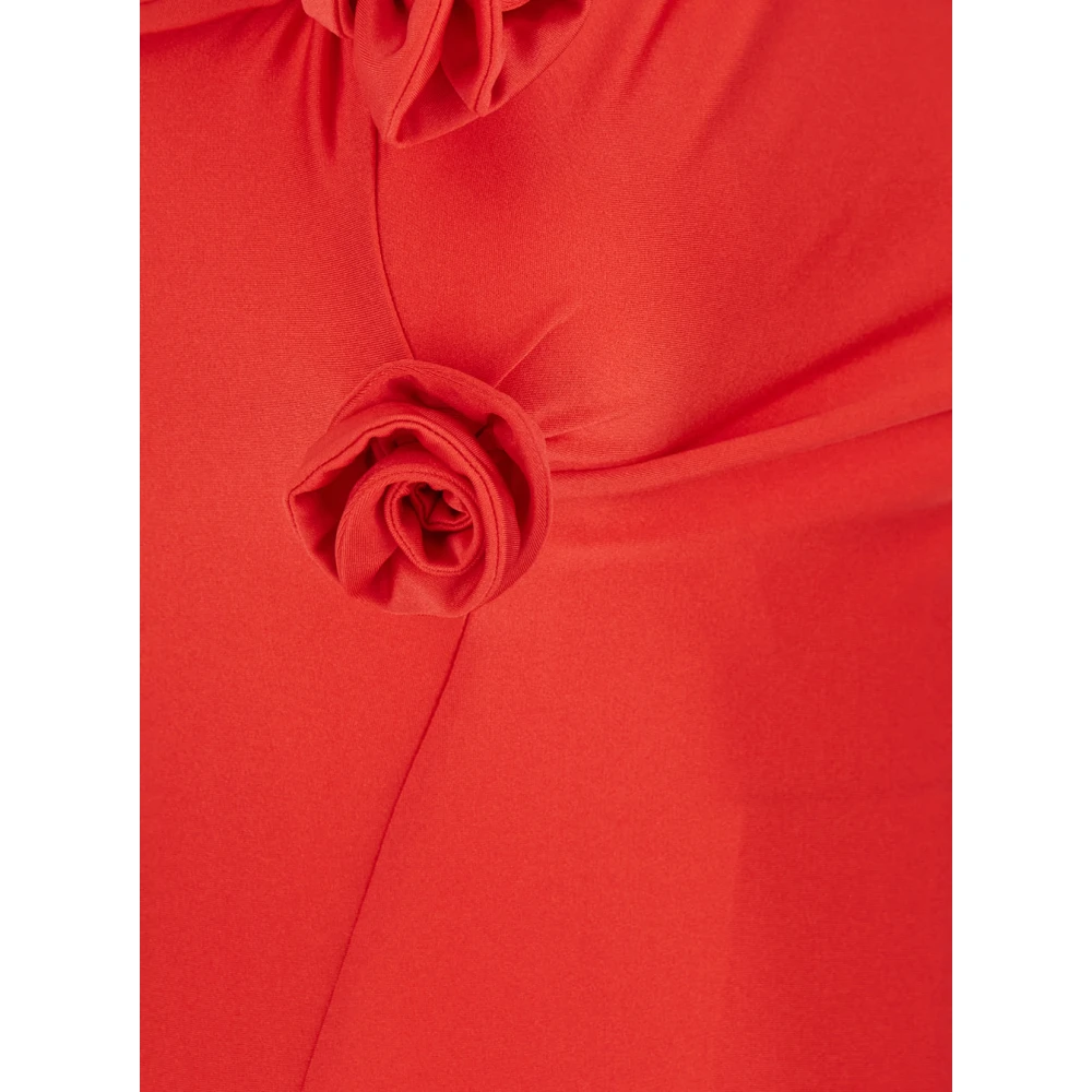 Coperni Rode Asymmetrische Bloem Jurk Red Dames