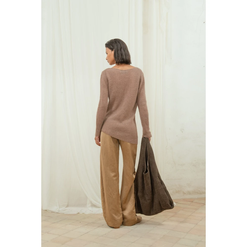 Cortana Alpaca Merino Zijde Lange Mouw Jersey Brown Dames