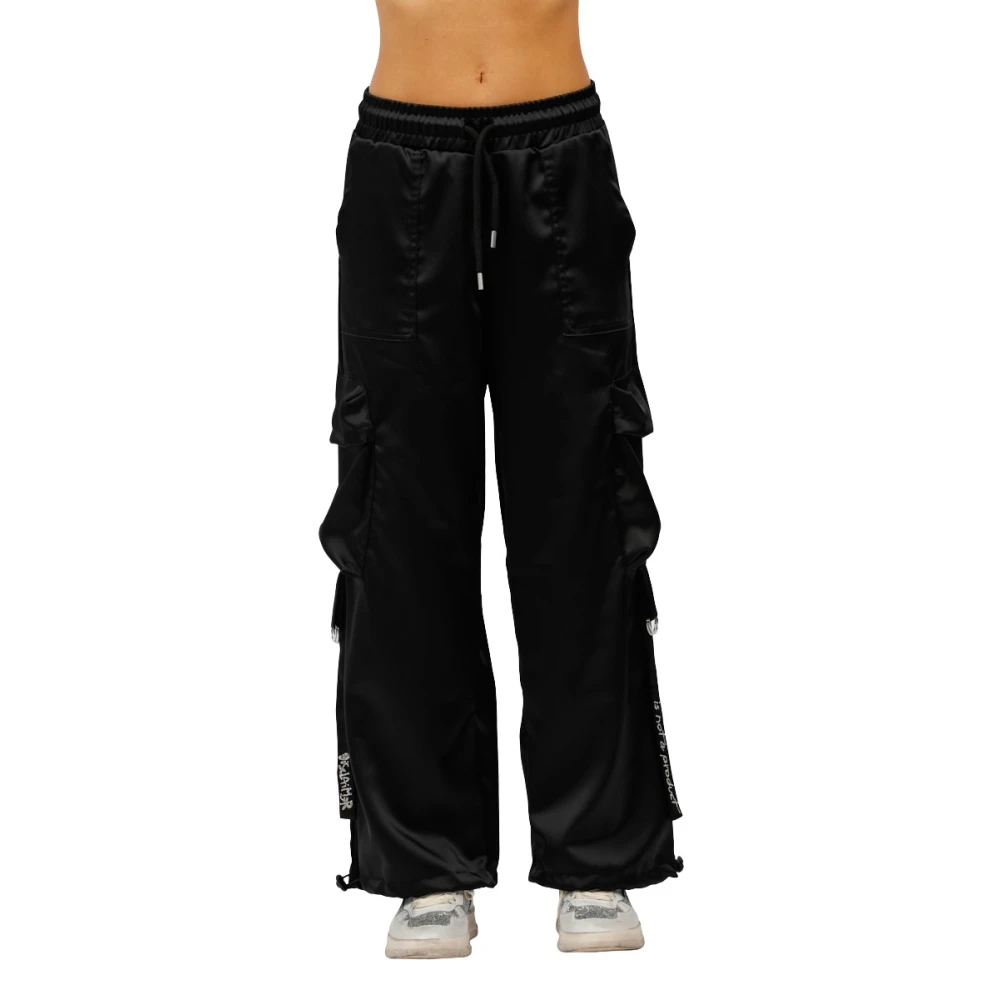 Disclaimer Cargo Satijnen Broek Black Dames