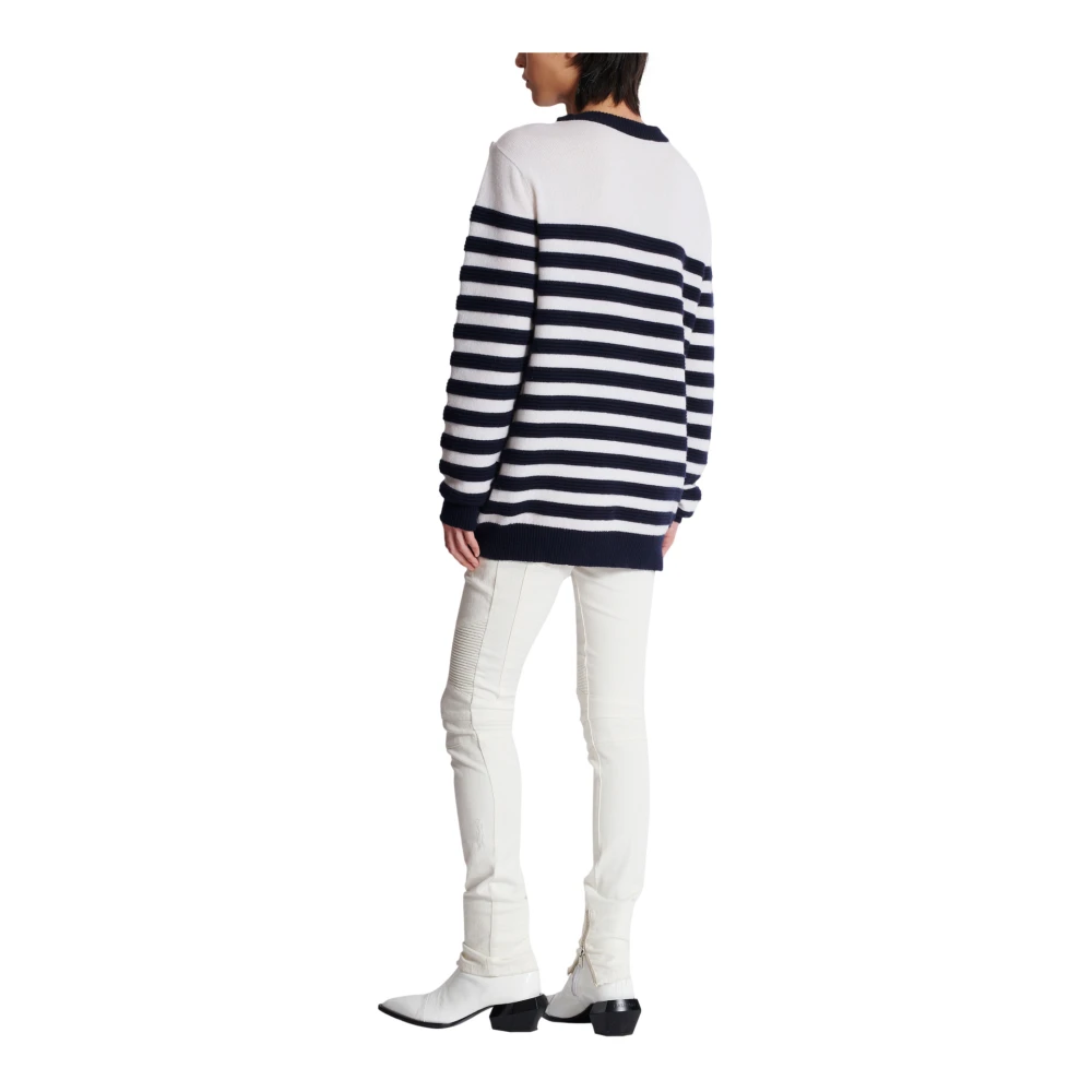 Balmain Gestreepte kasjmier trui White Heren