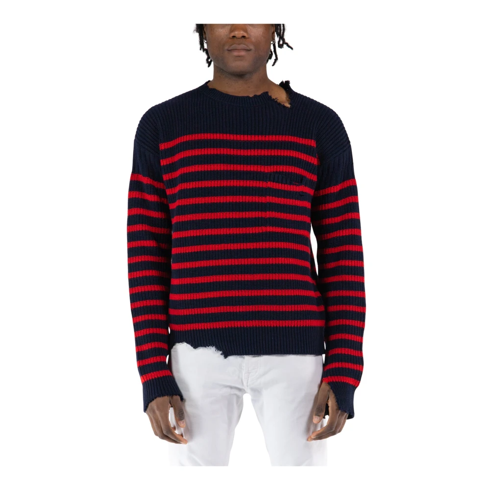 Marni Men's Multicolor Round-Neck Knitwear, L, Striped Jumper