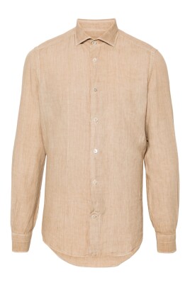 chemise-decontractee-beige-en-lin-a-manches-longues