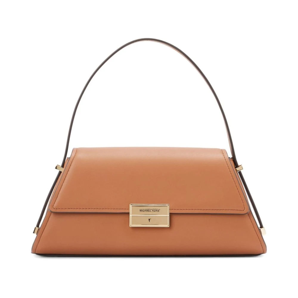 Michael Kors Bruin Leren Schoudertas Foldover Stijl Brown Dames