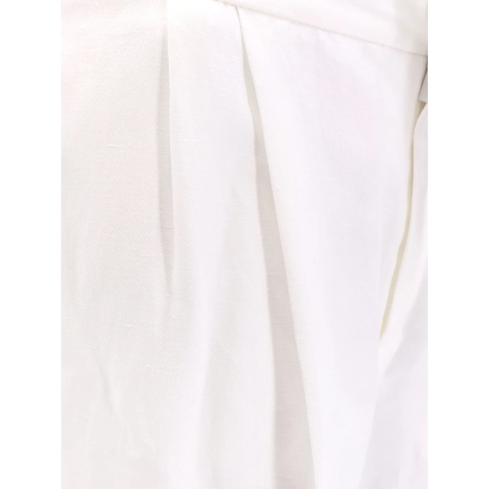 BRUNELLO CUCINELLI Linnen Katoen Trekkoord Broek White Heren