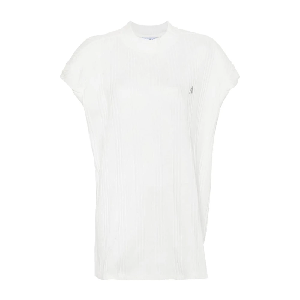 The Attico Women's White Ivory Ribbed Cotton T-Shirt - T-Shirts - S - Tops