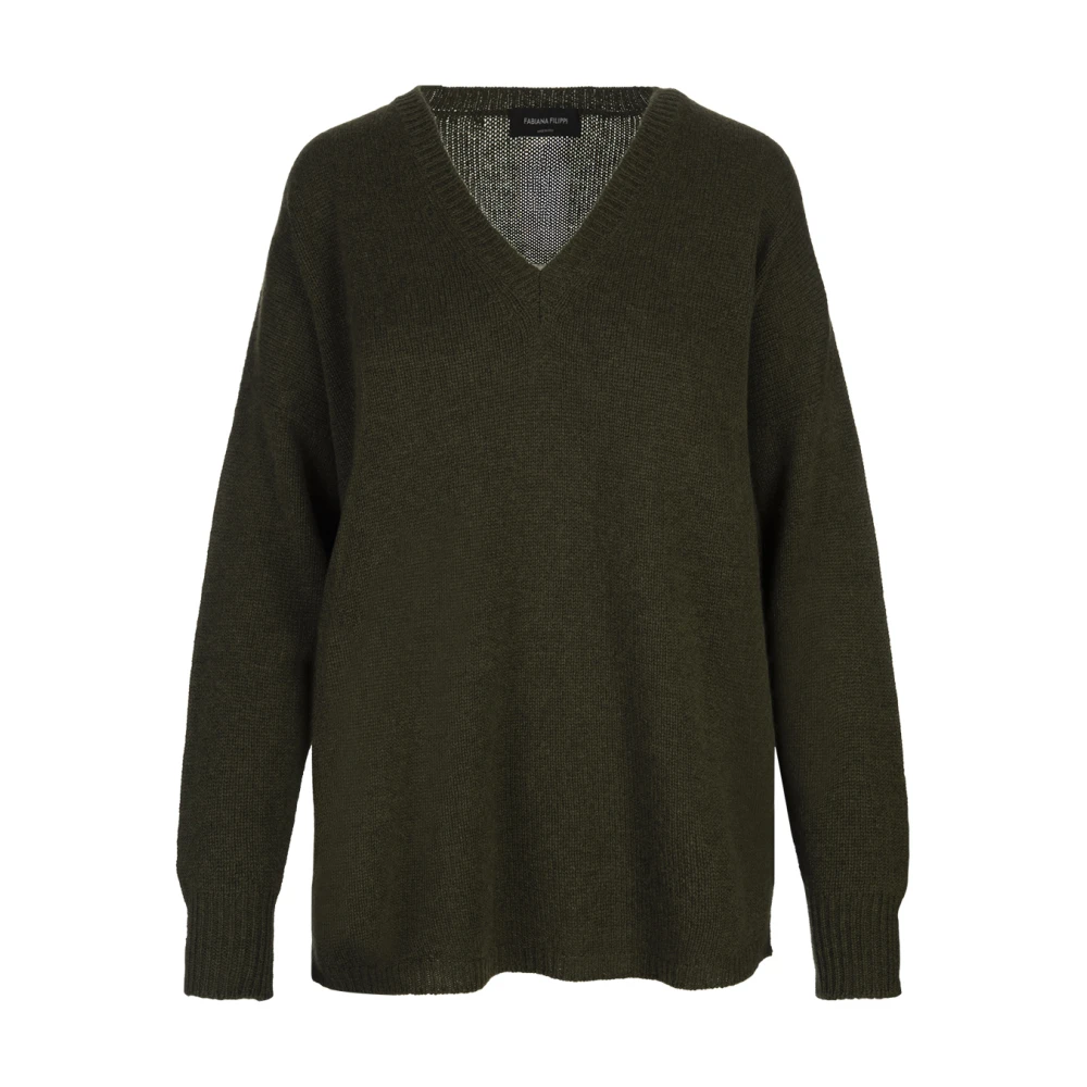 Fabiana Filippi Groene Kasjmier Ribgebreide Trui Green Dames