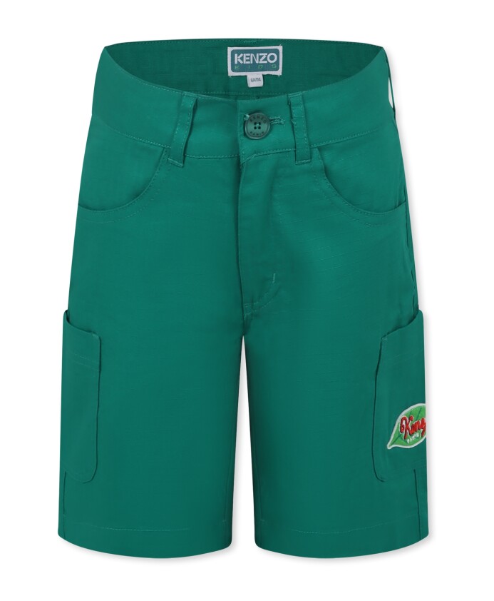 short-vert-decontracte-en-coton-avec-logo-brode