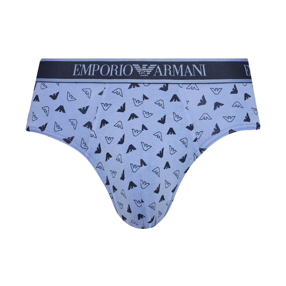 Emporio Armani Blauwe Katoenen Briefs Pak Blue Heren