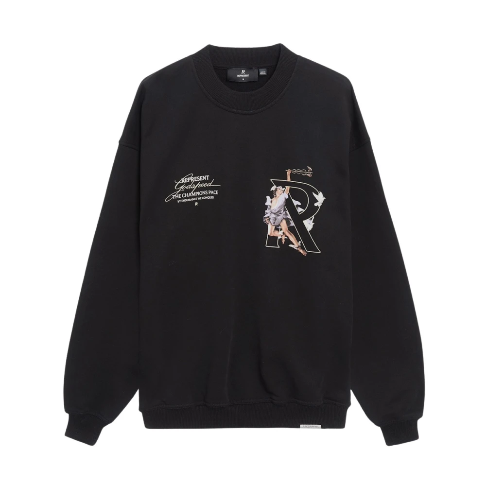 Represent Katoenen sweatshirt met printdesign Black Heren