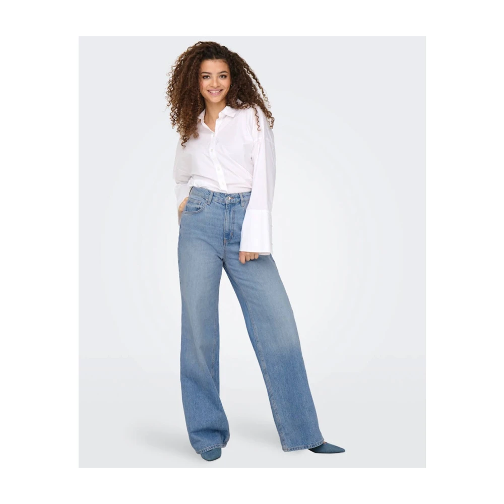 Only Iconische Wide Leg Denim Jeans Blue Dames