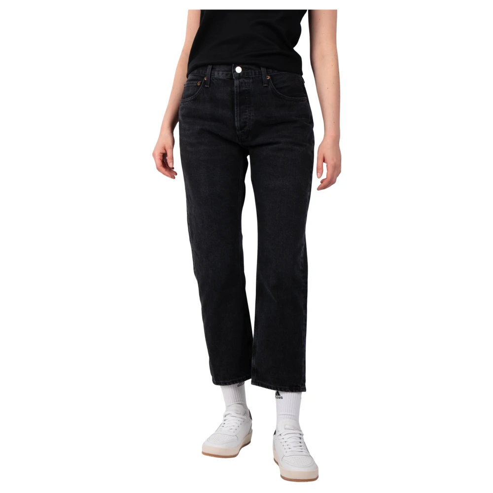 Agolde Zwarte Easy Straight Hitch Jeans Black Dames