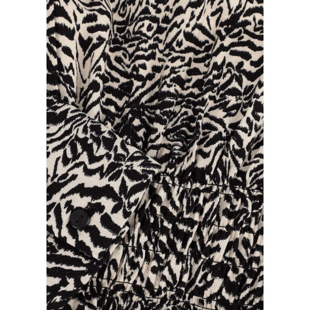 moss copenhagen Crème Korte Jurk met Coole Print Black Dames